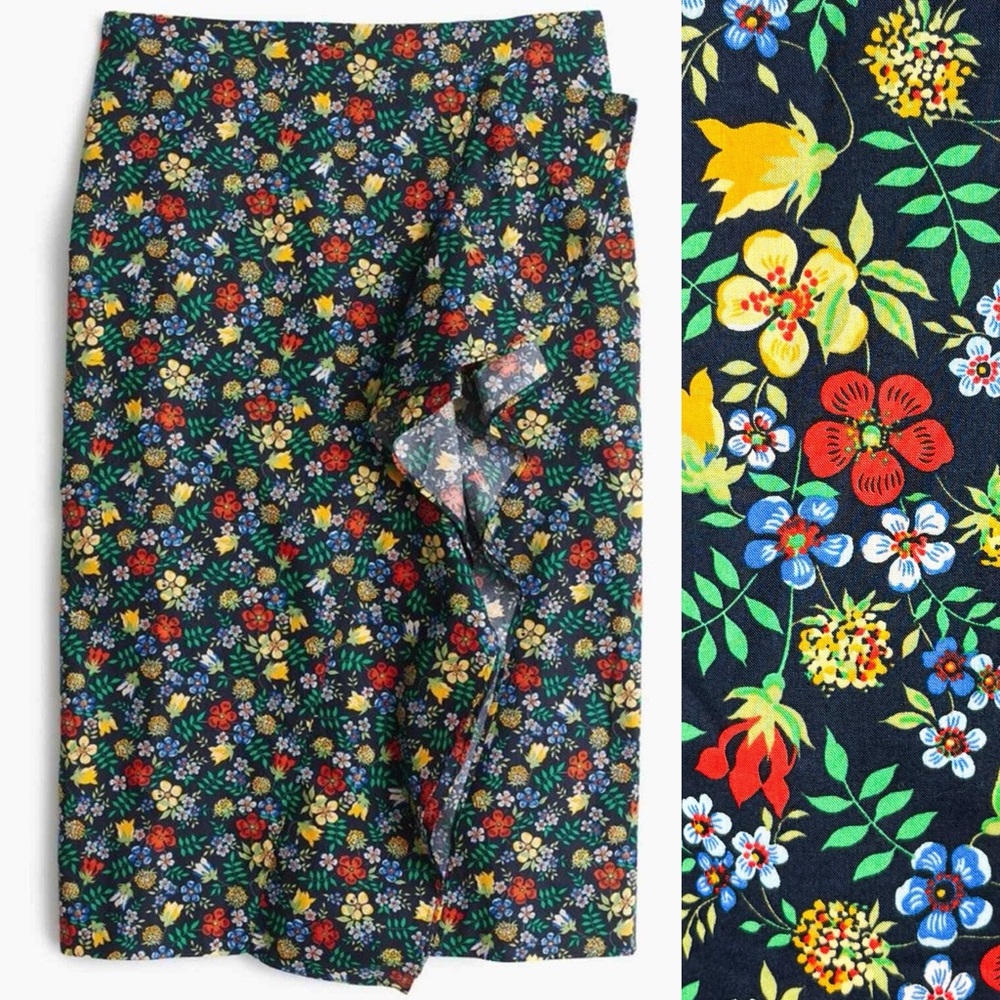J. Crew Liberty Floral Edenhem Floral Pencil Straight Skirt Cotton Size 12
